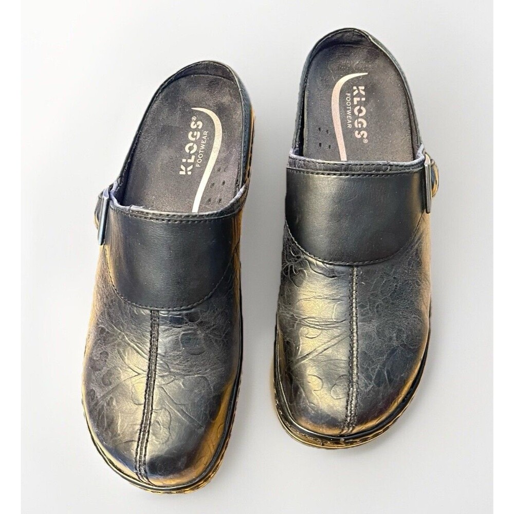 KLOGS Woman’s 11M Embossed Black Austen Leather Slip Resistant Non Marking